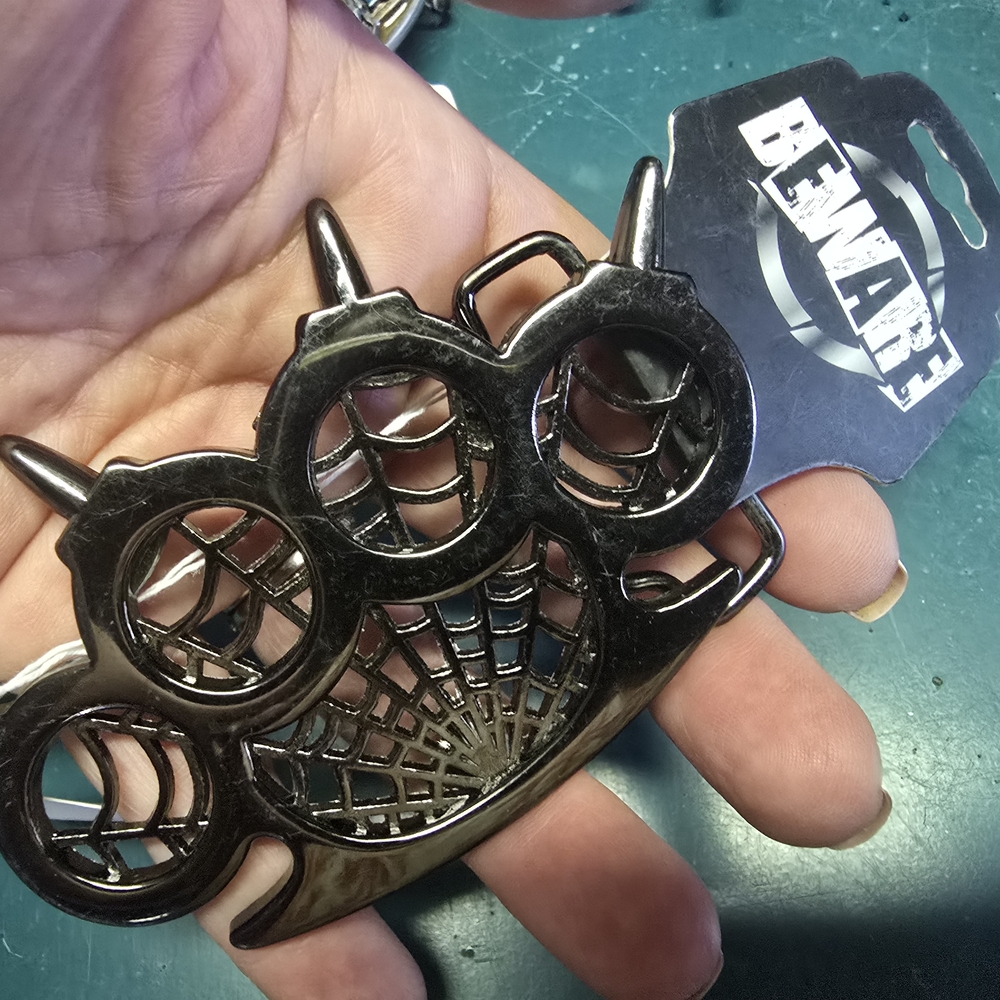 Black Spider Web Knuckle Duster Belt BUCKLE - Picture 3 of 5